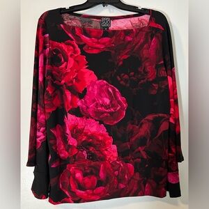 CLARA SUNWOO Vibrant Red Floral Top